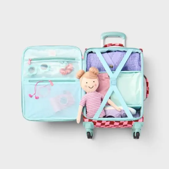 Kids' Softside Carry On Spinner Suitcase Pink Checkered - Cat & Jack&trade;️ image {1}