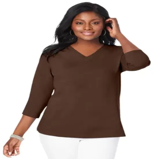 Jessica London Women&rsquo;s Plus Size V-Neck Tee image {16}