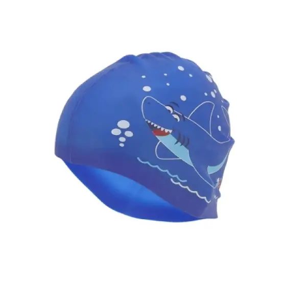 Unique Bargains Kid's Silicone Waterproof Cartoon Shark Swim Cap 1 Pc image {5}