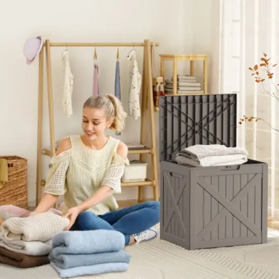 Kumasinova 31.2 Gal Outdoor Storage Deck Box,PP Resin Garden Seat Box with Storage,Versatile Utility Storage Box,Waterproof & UV Protected image {5}