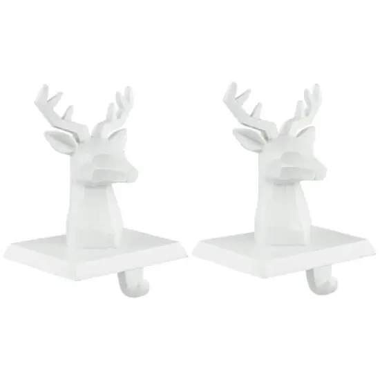 Northlight Set of 2 White Reindeer Head Christmas Stocking Holders 5.75" image {2}