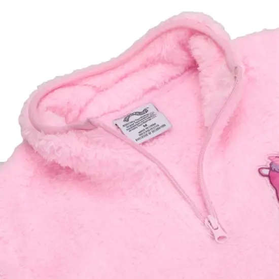 Squshmallows Lola The Unicorn Patch Long Sleeve Pink Youth Girl's Faux Shearling Quarter Zip Pullover image {4}