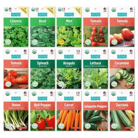 Back to the Roots 15pk Organic Garden Essentials Seeds Variety image {8}
