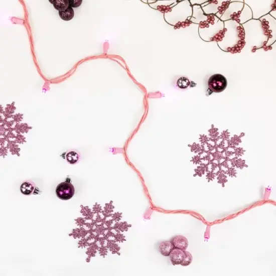 Northlight 100-Count Pink LED Wide Angle Christmas Lights, 33ft Pink Wire image {2}