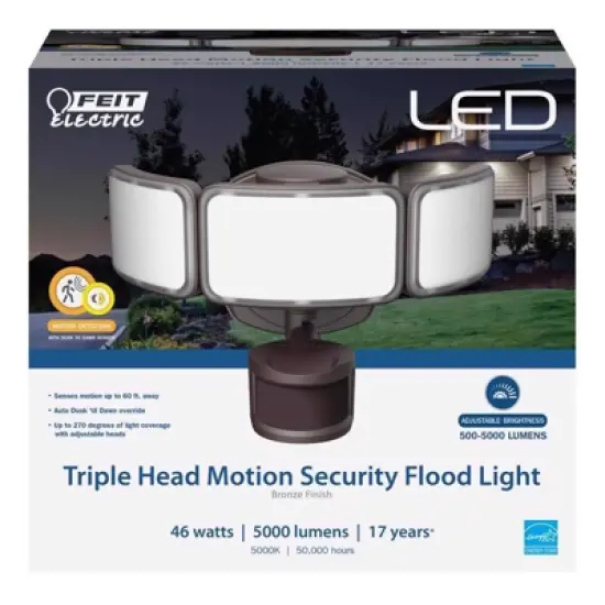 Feit Electric Motion-Sensing Hardwired LED Bronze Security Floodlight image {1}