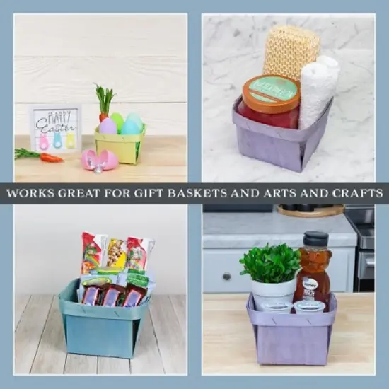 Cornucopia Brands Quart Wooden Berry Baskets, Pastels, 6pc Set; for Fruit, Gifts, Easter, Crafts image {7}