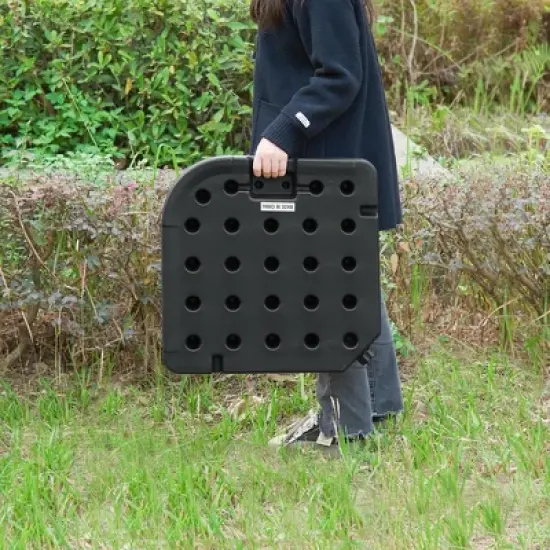 VECELO 10ft Offset Hanging Patio Umbrella with UV Protection Waterproof for Outdoor/Garden/Lawn, 8 Sturdy Ribs, Handy Crank&Cross Base, Red/Tan/White image {12}