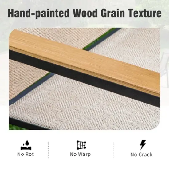 Captiva Designs 5pc Patio Steel Dining Table & Textilene Chairs with Wood-like Armrests image {11}