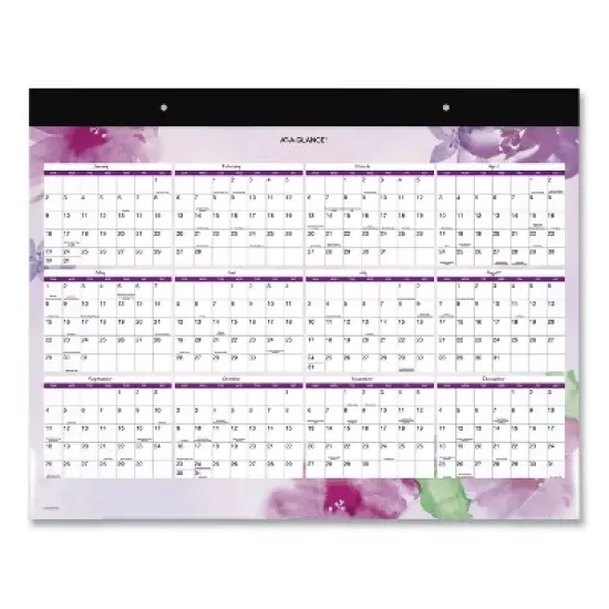 Beautiful Day Desk Pad Calendar, Floral Artwork, 21.75 x 17, Assorted Color Sheets, Black Binding, 12-Month (Jan-Dec): 2026 image {1}
