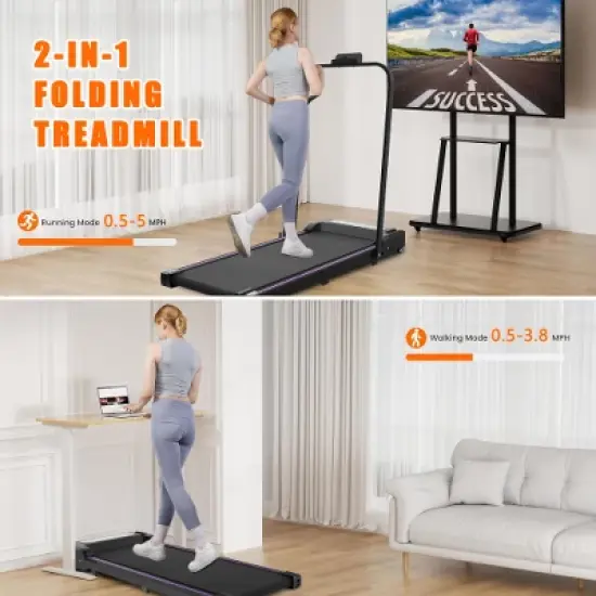 FIONECA 2-in-1 Under Desk Treadmill with Handle, LED Display & Remote, for Home Office image {4}