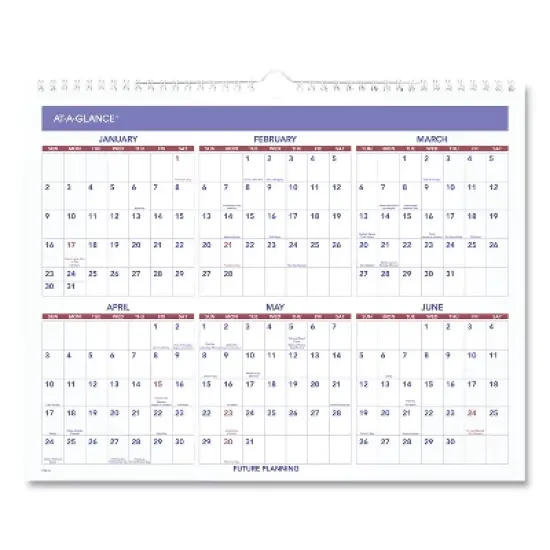 Monthly Wall Calendar, 15 x 12, White/Red/Blue Sheets, 12-Month (Jan to Dec): 2026 image {1}
