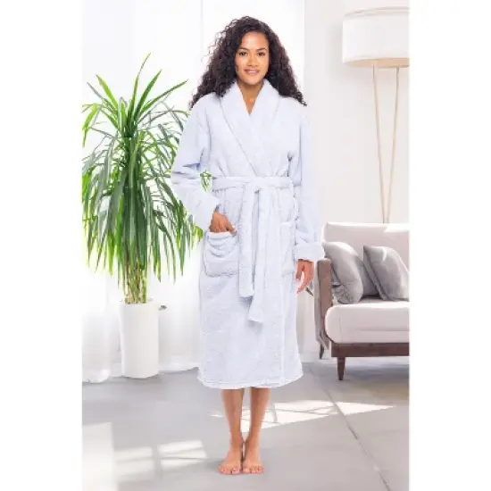Women's Fuzzy Plush Fleece Winter Robe, Warm Soft Bathrobe for Her image {1}