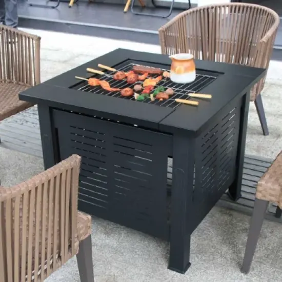 NAYSAYE Grill Racks 2 in 1 Patio Table Fire Pit for Outdoor Enjoyment and Atmosphere, Black, 26.37"*24.01"*9.05" image {4}