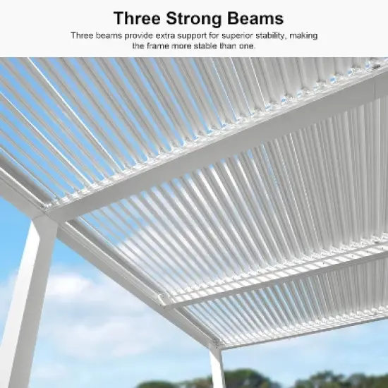 PURPLE LEAF Outdoor Louvered Pergola Aluminum Gazebo Modern White Patio Metal Pergola with Adjustable Rainproof Hardtop for Garden Lawns Yard image {2}