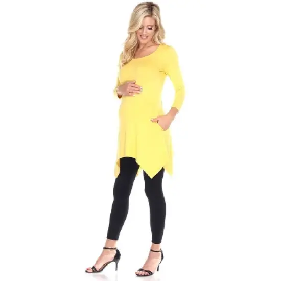 Maternity 3/4 Sleeve Kayla Tunic with Pockets - White Mark image {11}