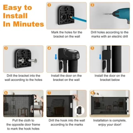 Lirago Retractable Baby Gate for Stairs with Door Pressure Mounted Walk Through Gate for Dogs Extends Wide for Indoor Outdoor Use Black image {7}