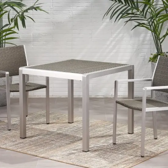 Gulches Patio Dining Tables - Modern Square Outdoor Table with Faux Wood Top image {1}