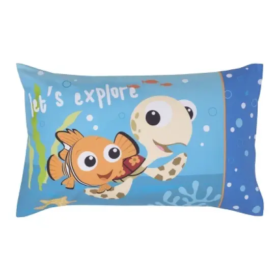Disney Finding Nemo Aqua, Orange, and Green Let's Explore 4 Piece Toddler Bed Set image {4}