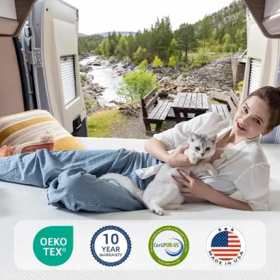 Vipbear RV Mattress, Tencel Cover, Premier Cooling Green Tea/Gel Medium Firm Mattress in a Box, Back Supportive,Made in USA image {6}