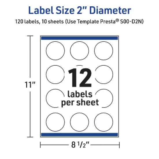 Avery Labels, 2" Diameter, Glossy White, Double Gold Border w/ Florals, 120ct image {4}