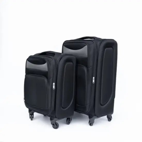 Gulches (20+24) Two-piece suitcase suitcase set Oxford trolley case without password lock universal wheel BLACK image {3}
