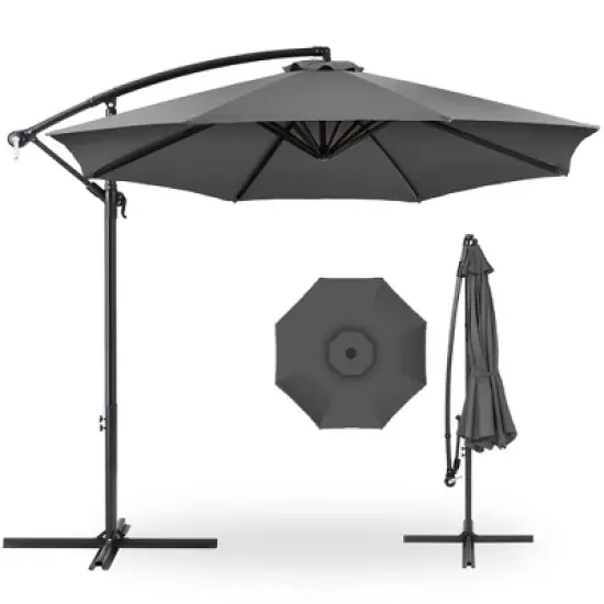 Best Choice Products 10ft Offset Hanging Outdoor Market Patio Umbrella w/ Easy Tilt Adjustment image {7}