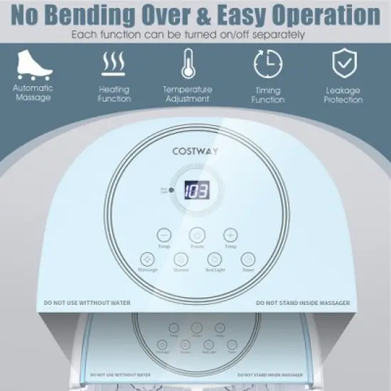 Costway Foot Spa Bath Massager w/ 2-Angle Shower & Motorized Rollers image {8}