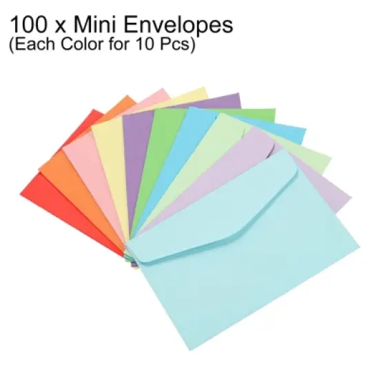 Unique Bargains Mini Envelopes 100 Pack Paper Blank Small Items Storage Business Card Holder for Greeting Note Party Multicolor image {2}