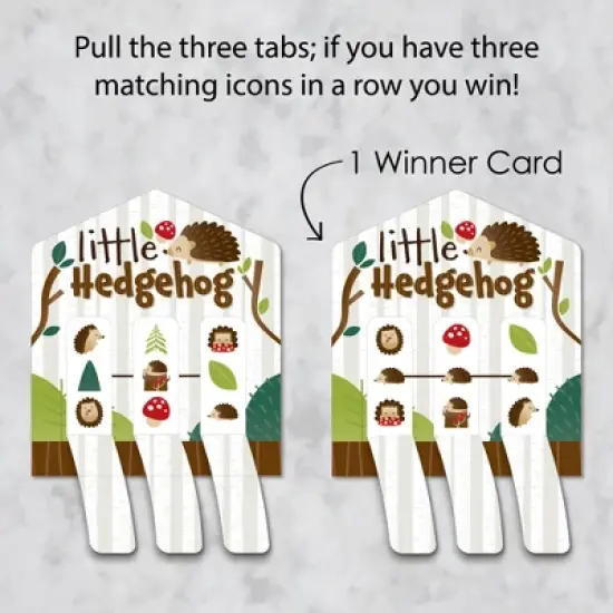 Big Dot of Happiness Forest Hedgehogs - Woodland Birthday Party or Baby Shower Game Pickle Cards - Pull Tabs 3-in-a-Row - Set of 12 image {2}