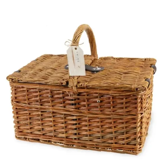 Twine Cape Cod Picnic Basket, Wicker Basket with Place Settings, Wine Glasses, Corkscrew, Insulated Compartments, Set of 1 Basket image {5}