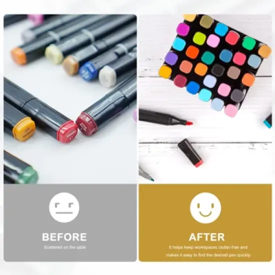 Unique Bargains PVC Space Saving Pen Storage Multi-Slots Design Marker Organizer image {2}