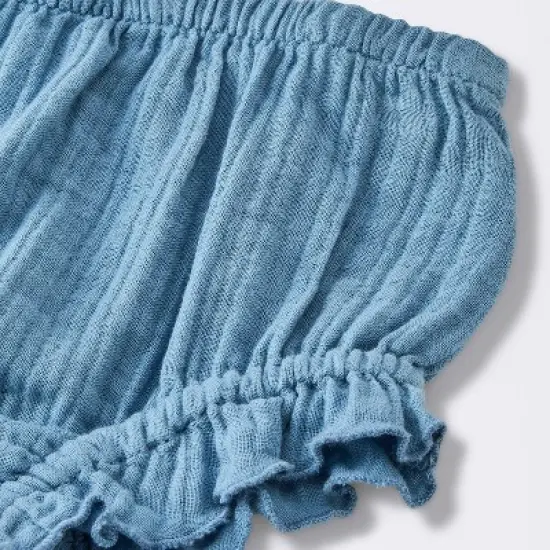 Baby Girls' 2pc Embroidered Floral Gauze Top & Bottom Set - Cloud Island&trade; Blue image {3}