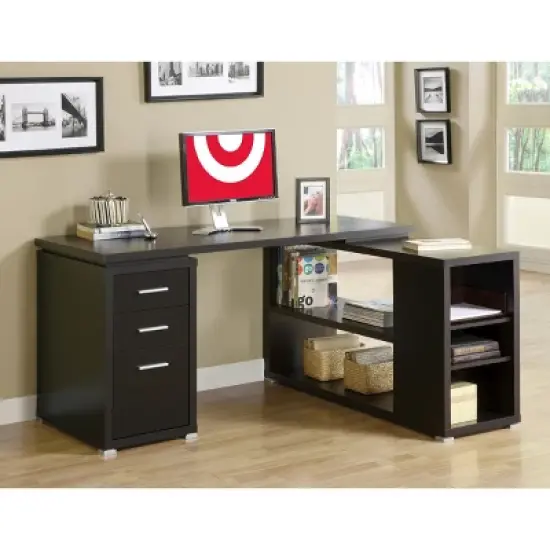 Wood L Shaped Computer Desk with Drawers - EveryRoom image {6}