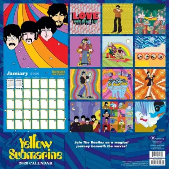 TF Publishing 13.5"x14.5" 2026 The Beatles Yellow Submarine Wall Calendar image {4}