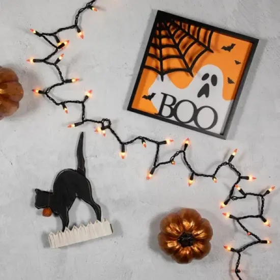 Northlight Candy Corn Mini Halloween Light Set Yellow and Orange 9.5' Black Wire - 50ct image {1}