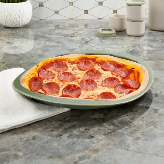 BergHOFF Balance Stone Ribbed Pizza Tray 15.75", Sage image {1}