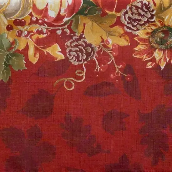 Swaying Leaves Bordered Fall Tablecloth - Red/White - Elrene Home Fashions image {2}