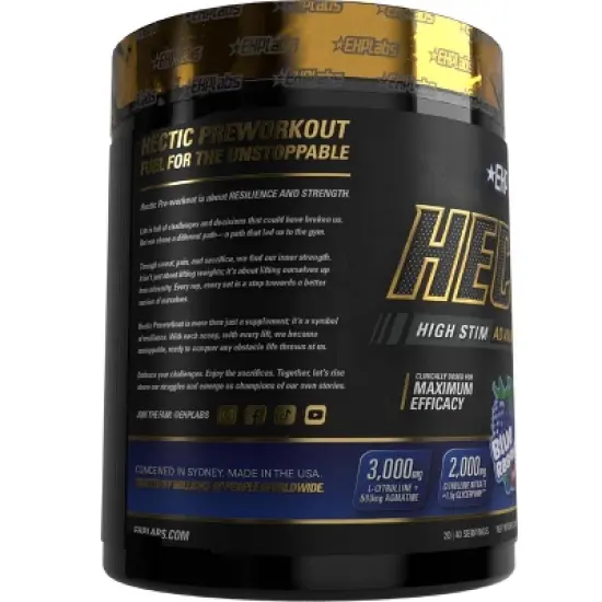 EHPlabs Hectic PreWorkout &ndash; High-Stim Energy & Performance Booster with Caffeine, Beta-Alanine & Electrolytes & Hydration &ndash; 40 Serves (Blue Raspberry) image {5}