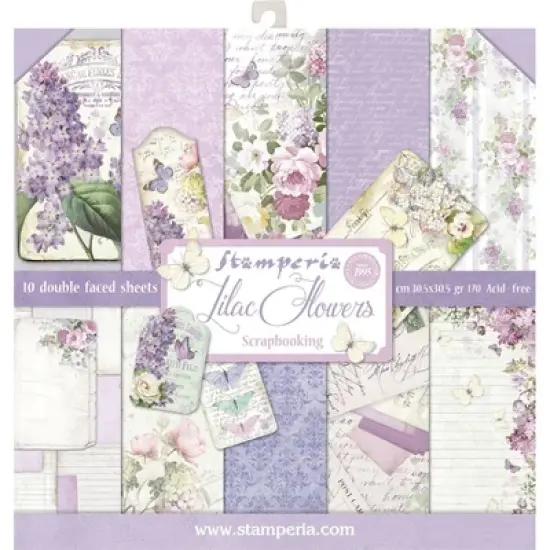 Stamperia Double-Sided Paper Pad 12"X12" 10/Pkg-Lilac, 10 Designs/1 Each image {1}