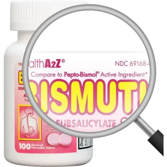 HealthA2Z &ndash; Bismuth Subsalicylate 262 mg Multi-Symptom Relief &ndash; 100 Chewable Tablets image {6}