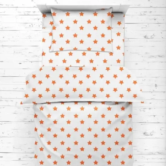 Bacati - Stars Orange Muslin 4pc Toddler Bedding Set image {3}