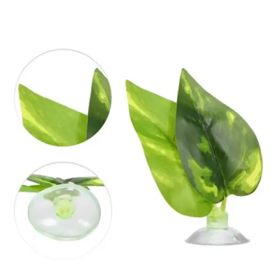 Unique Bargains Betta Fish Leaf Pad Hammock Plants for Fish Tank Green 2.95"x2.13" image {2}