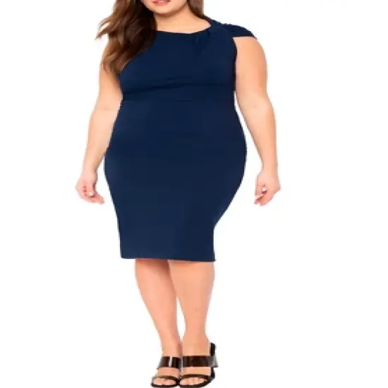 ELOQUII Women&rsquo;s Plus Size Twisted Shoulder Sheath Dress image {3}