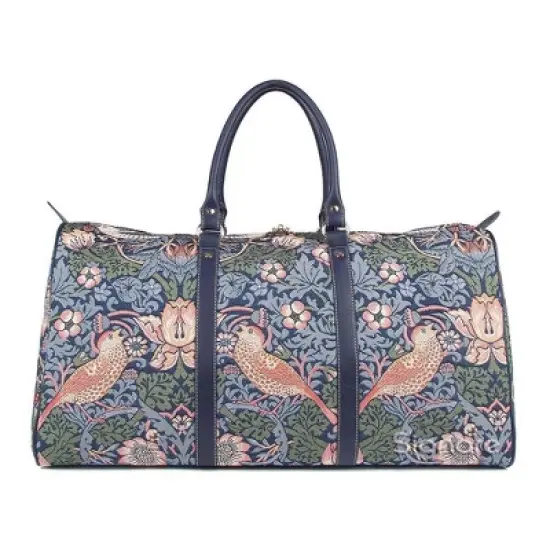 Signare USA William Morris Strawberry Thief Blue Big Holdall/Duffel Bag image {8}