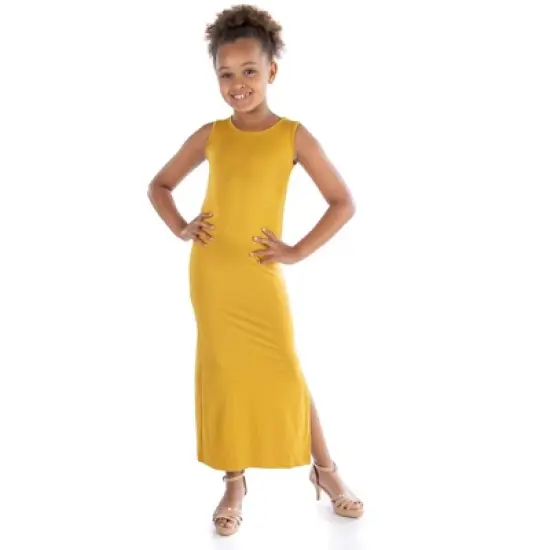 24seven Comfort Apparel Girls Side Slit Maxi Dress image {5}