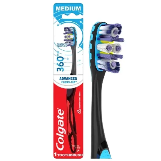 Colgate 360 Advanced Floss-Tip Manual Toothbrush - Medium image {8}