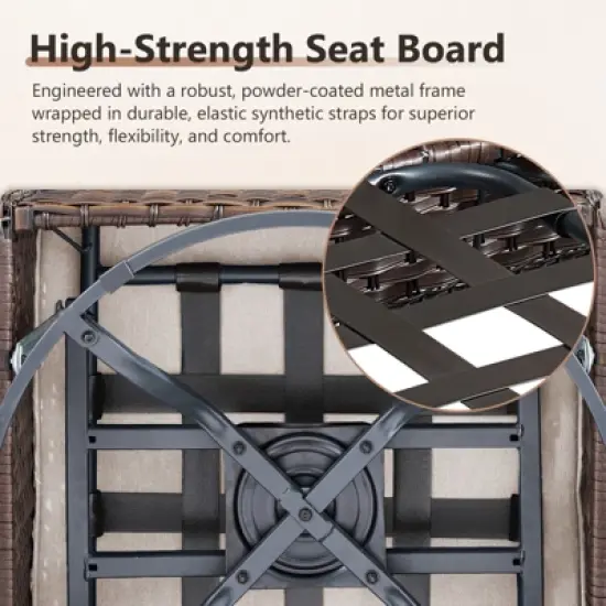 Belord Outdoor Wicker Patio Furniture Set with 43" Propane Fire Pit Table, Swivel Patio Chairs Set with Sofa Couch, Fire Pit Table and Ottoman image {10}