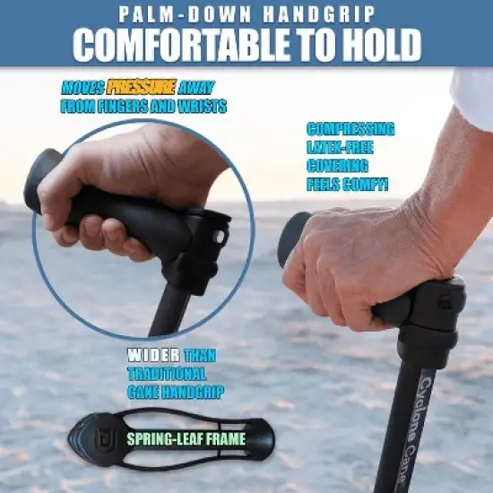 Luupatchy Cyclone Cane - Lightweight All-Terrain Walking Aid for Hiking & Travel, Adjustable, Waterproof, V-Tec Grip for Comfort & Stability image {2}