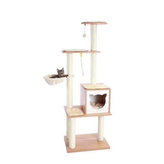 Modern Cat Tree Tower for Indoor Cats with Hammock image {4}
