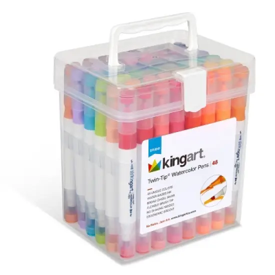 KINGART Twin-Tip&trade; Watercolor Pens 48 Colors image {3}